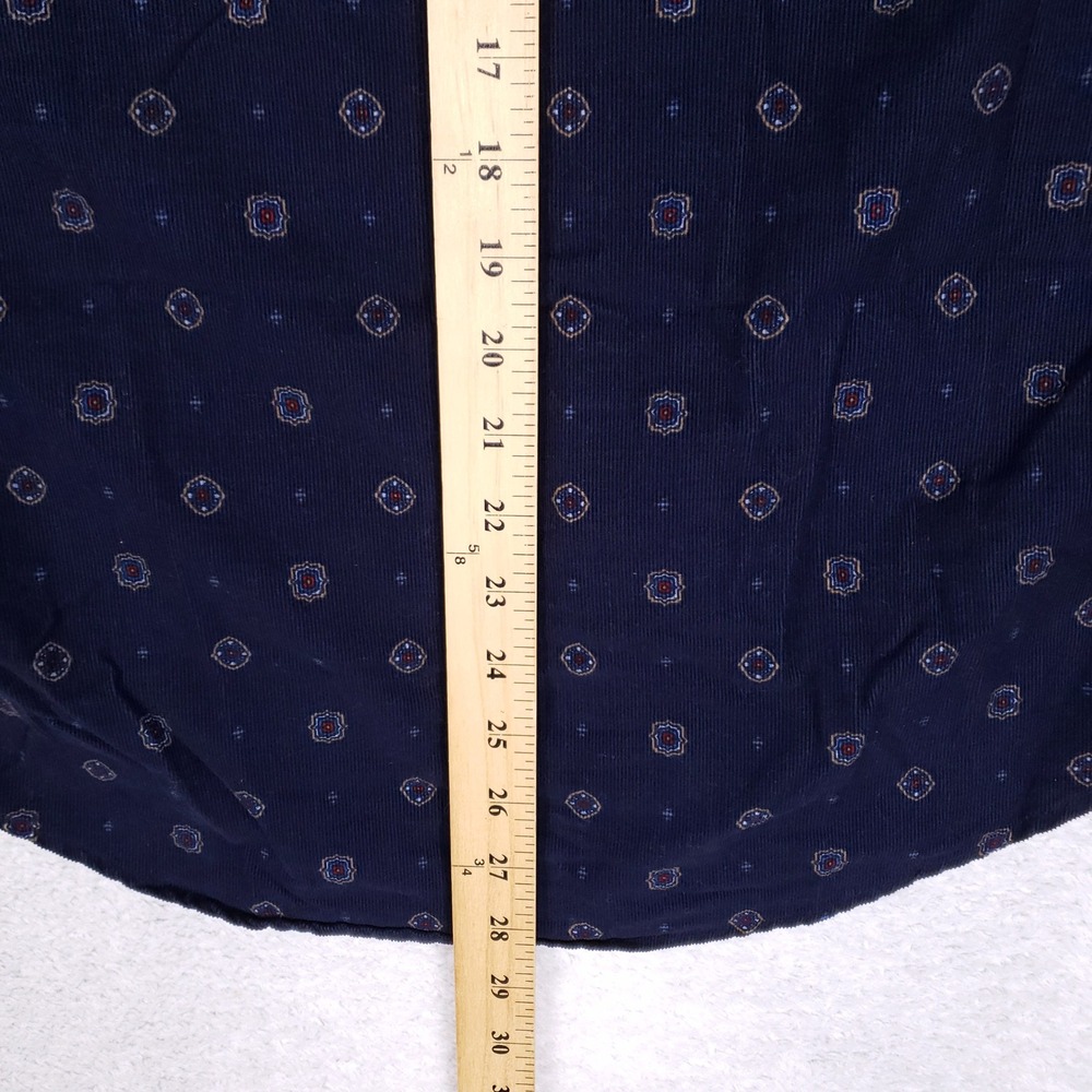 American Eagle Corduroy Button Up Men M Navy Blue Geometric Classic Fit‎ Shirt - Picture 8 of 8